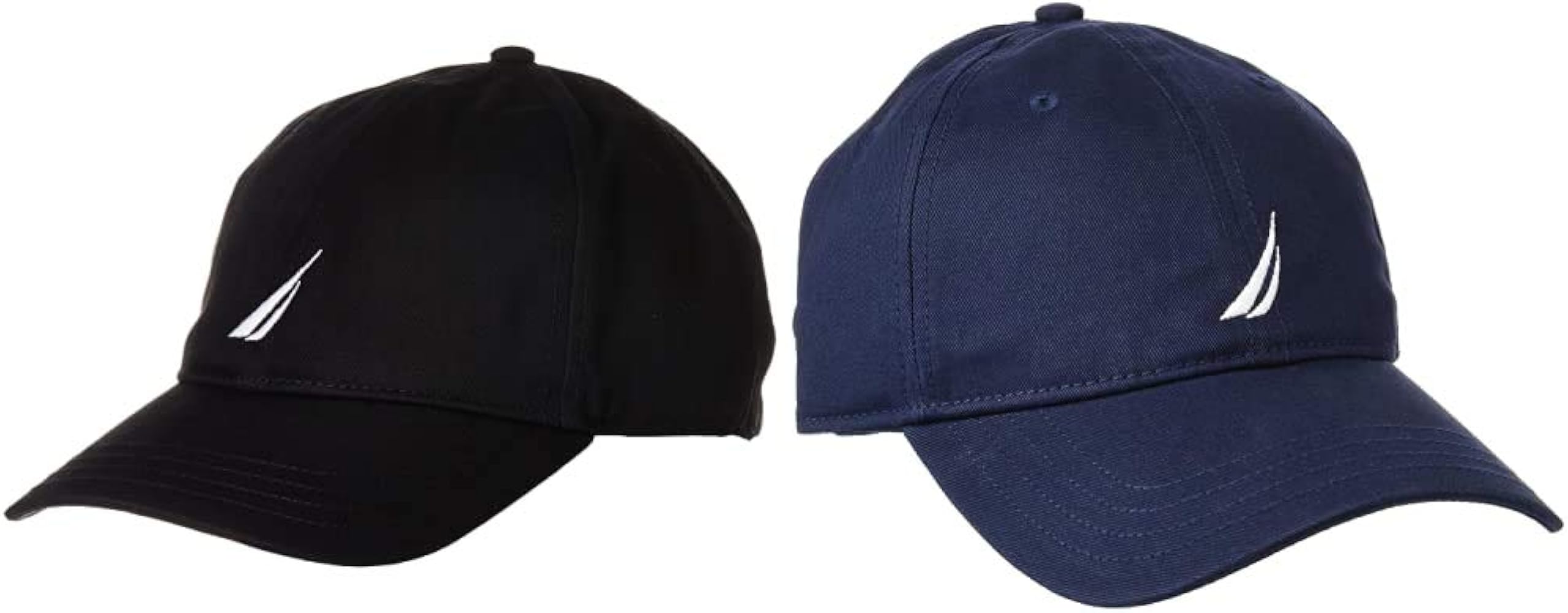 Nautica Men's Classic Logo Adjustable Baseball Cap Hat, True Black/Navy (2 Pack), One Size