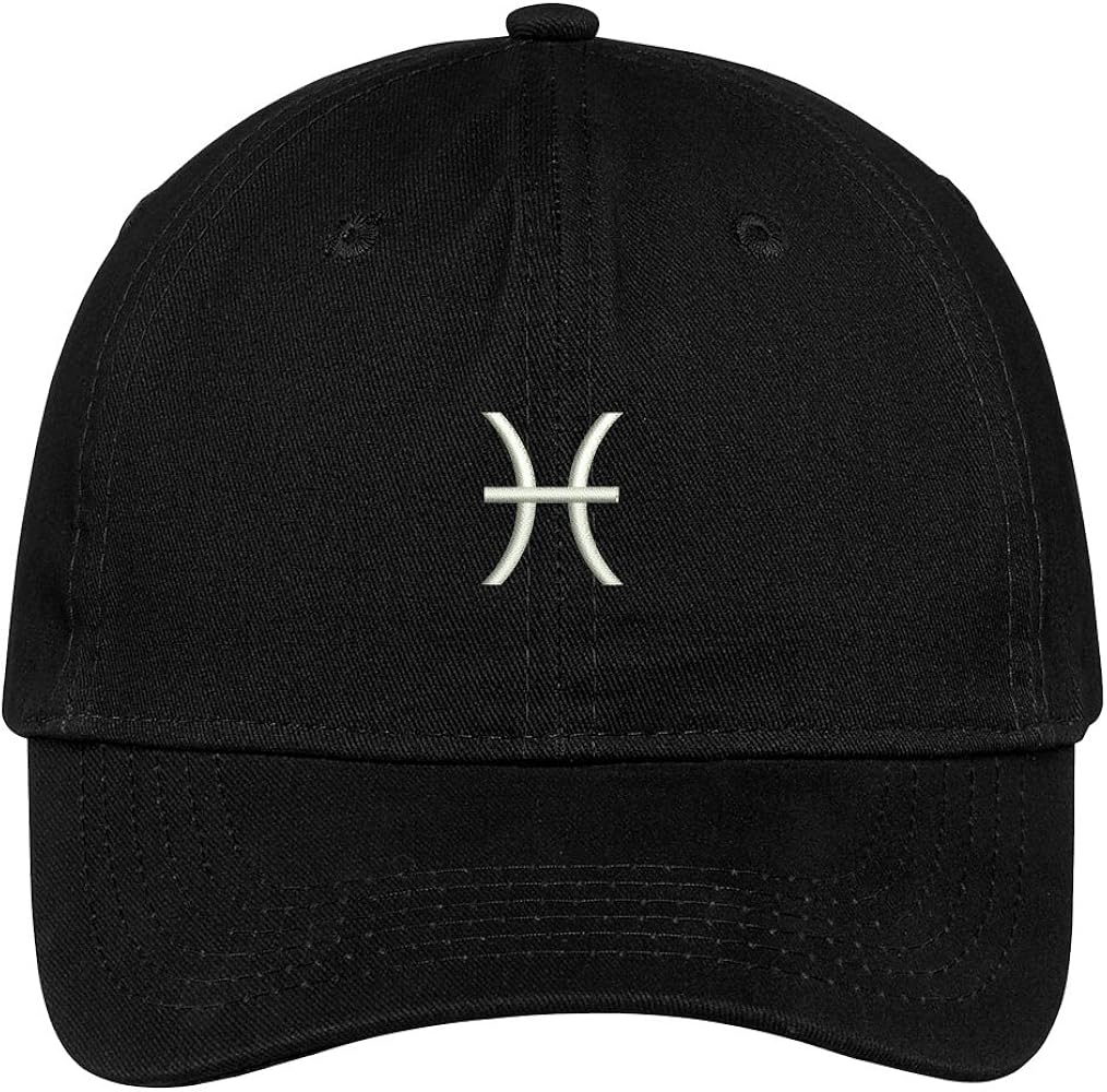 Trendy Apparel Shop Pisces Zodiac Signs Embroidered Soft Crown 100% Brushed Cotton Cap