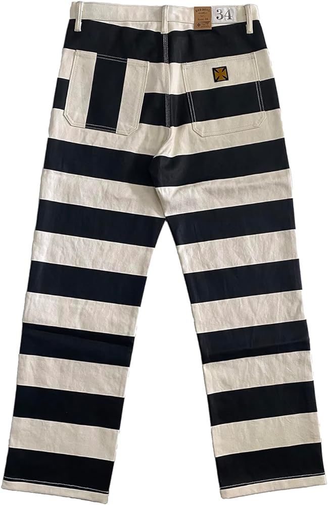 16oz Canvas Prison Stripe Biker Pants