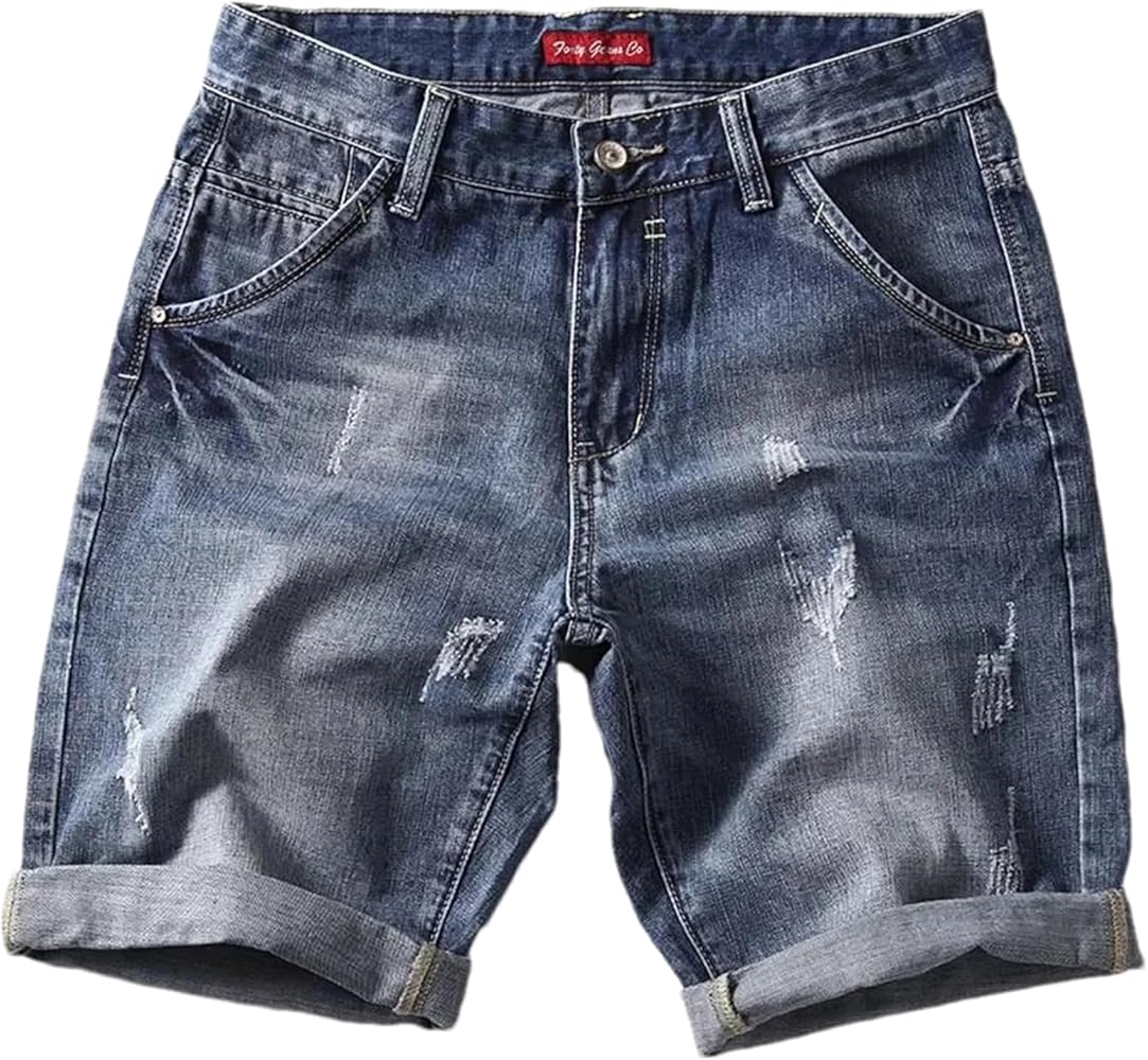 Denim Classic Shorts Men Summer Casual Slim Fit Ripped Blue Short Jeans Male Clothes