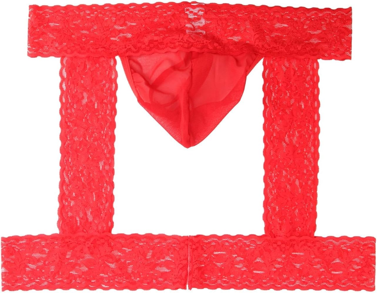 Sexy Red Lace G-String Thongs for Men, Garter Transparent Comfortable Low Rise Stretchy Panties, Breathable Lingerie for men,Creative Gifts to Enhance Relationships(28 * 12in)