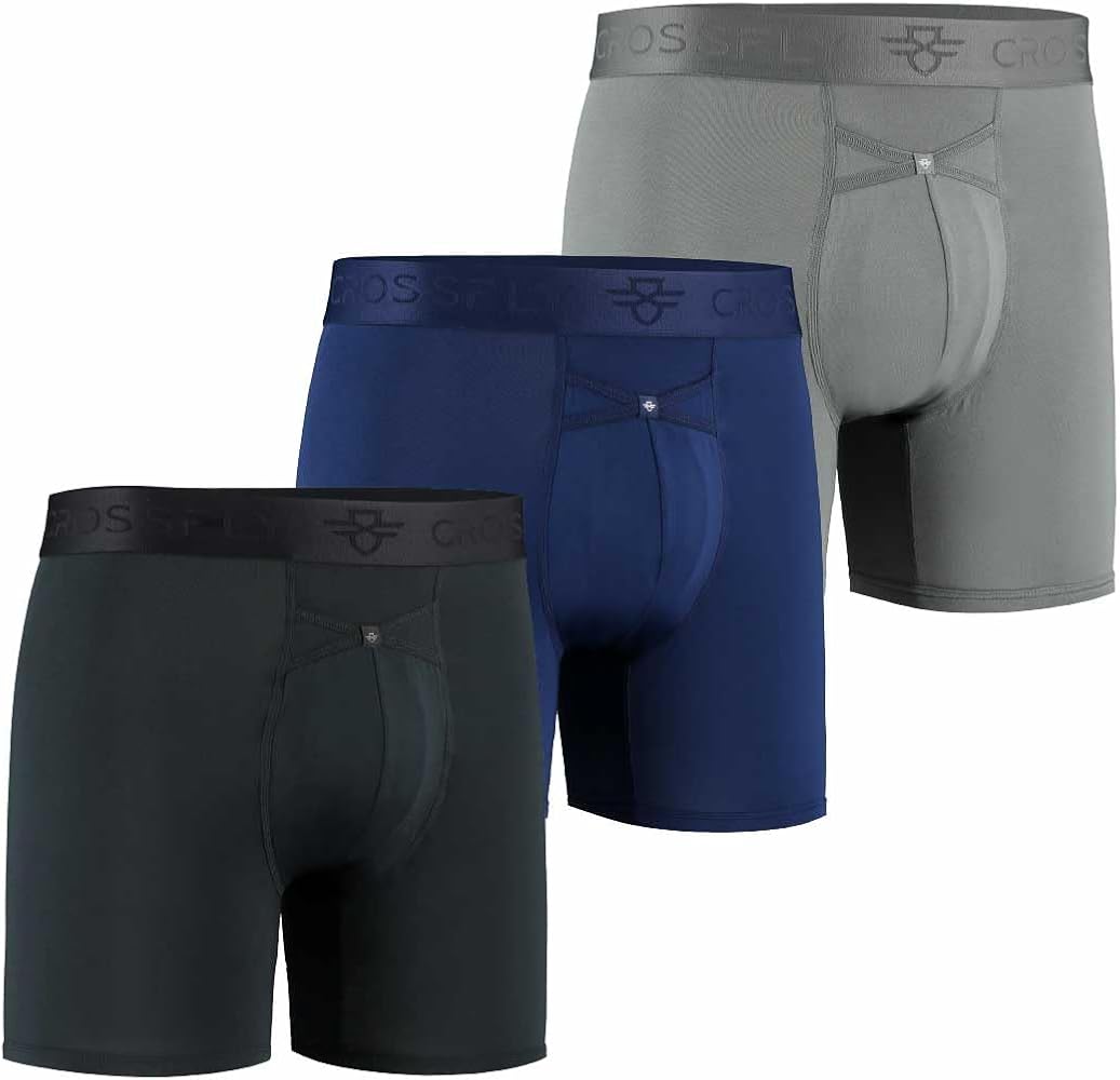 Men's IKON 6" Multicolor X 3 Boxer Briefs, Comfort and Innovative Access, No Chafe, Breathable and Soft L-size