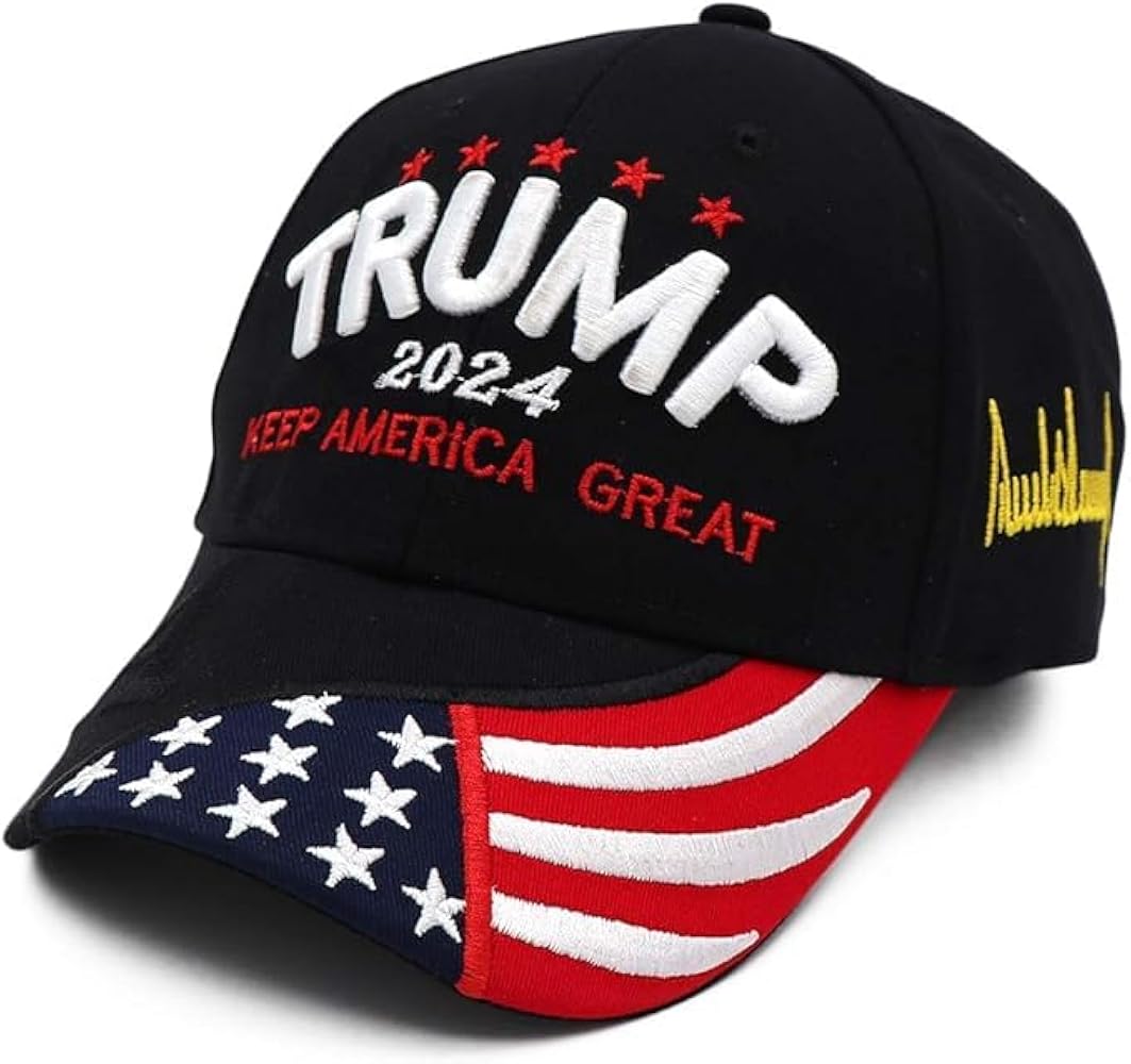 Trump Hat Adjustable Hat Trump Keep America Embroidery Outdoor Baseball Cap Men Trendy Baseball Cap(Black hat), 7 1/4