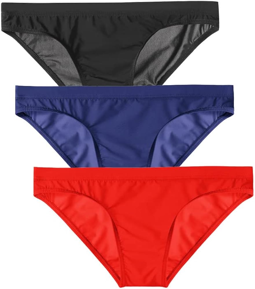 Men's Super Thin Slim Fit No Bulge Pouch Triangle Bikini and Briefs Underwear Underpanties