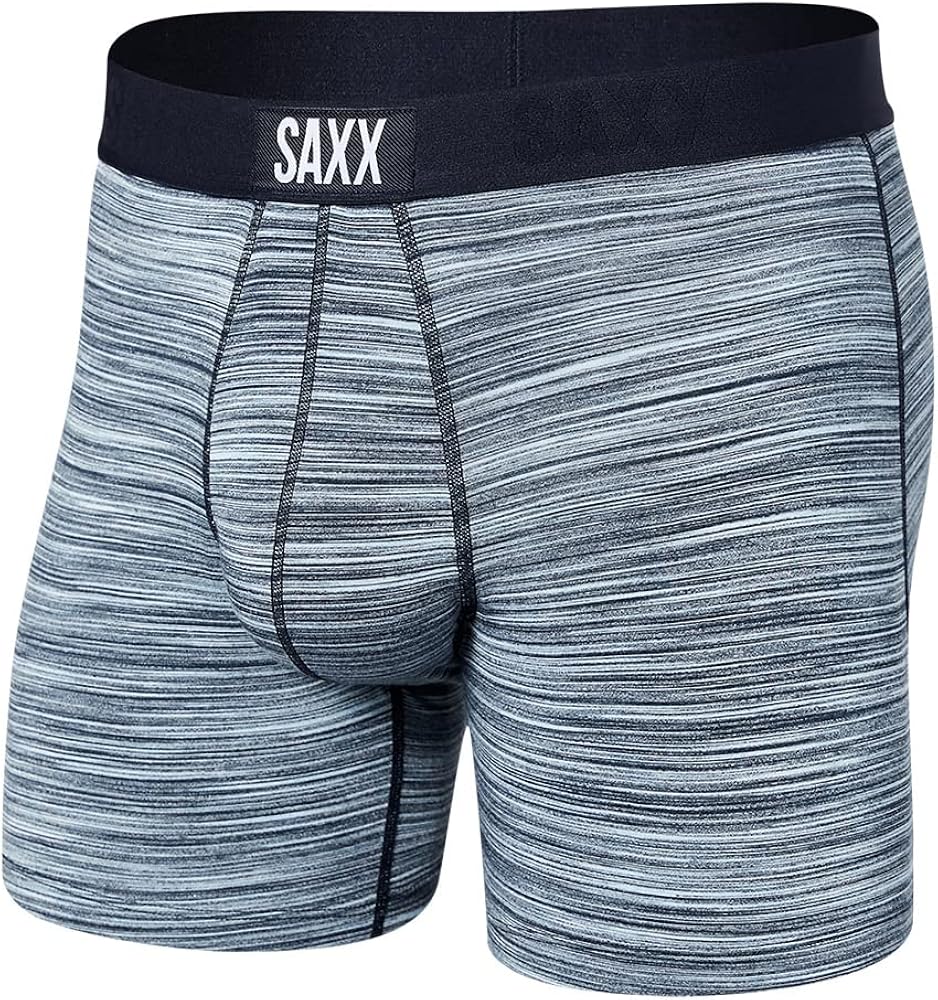 SAXX Underwear Co. Men's Vibe Super Soft Boxer Brief, Spacedye Heather- Blue, Large