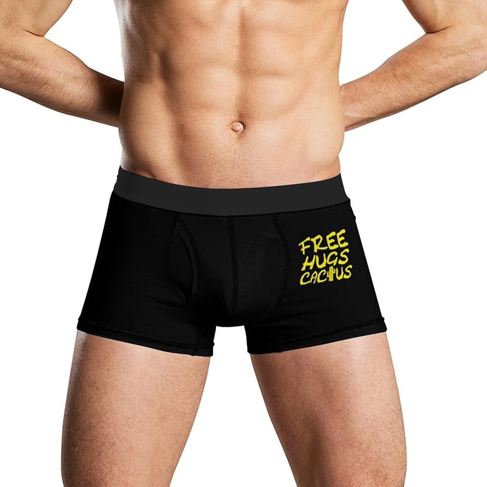 Free Hugs Cactus Men's Boxer Briefs Soft Lightweight Underwear Stretch Trunks