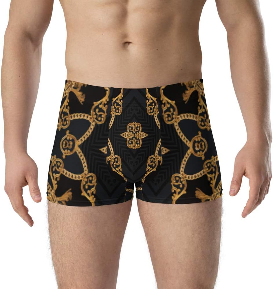 Boxer Briefs Underwear Men’s Lightning Gold Baroque Stripe Black