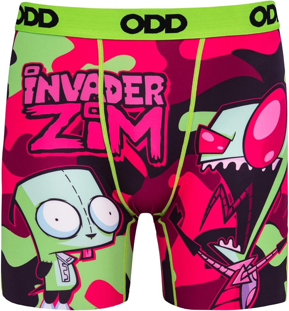 Odd Sox Men's Novelty Underwear Boxer Briefs, Invader Zim Camo