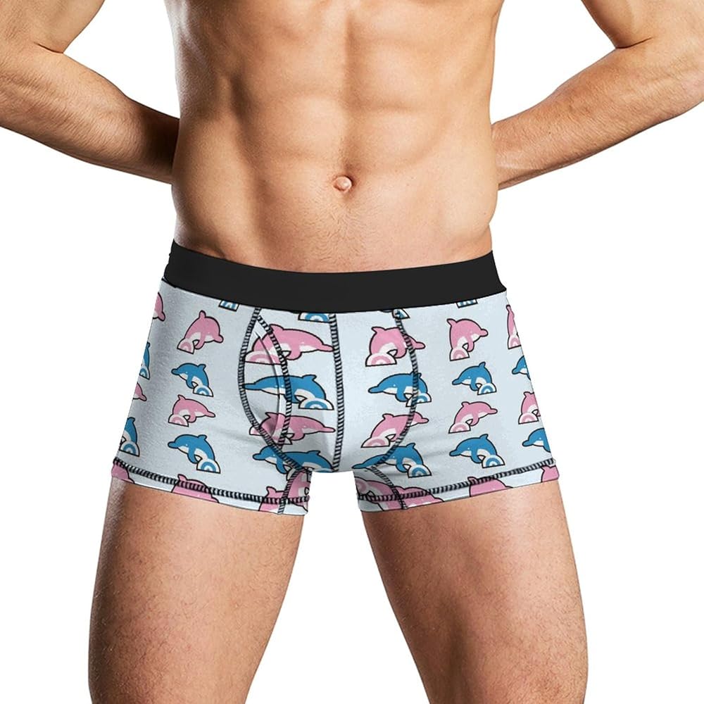 Dolphin Pattern Men's Boxer Briefs Stretch Underwear Soft Comfortable