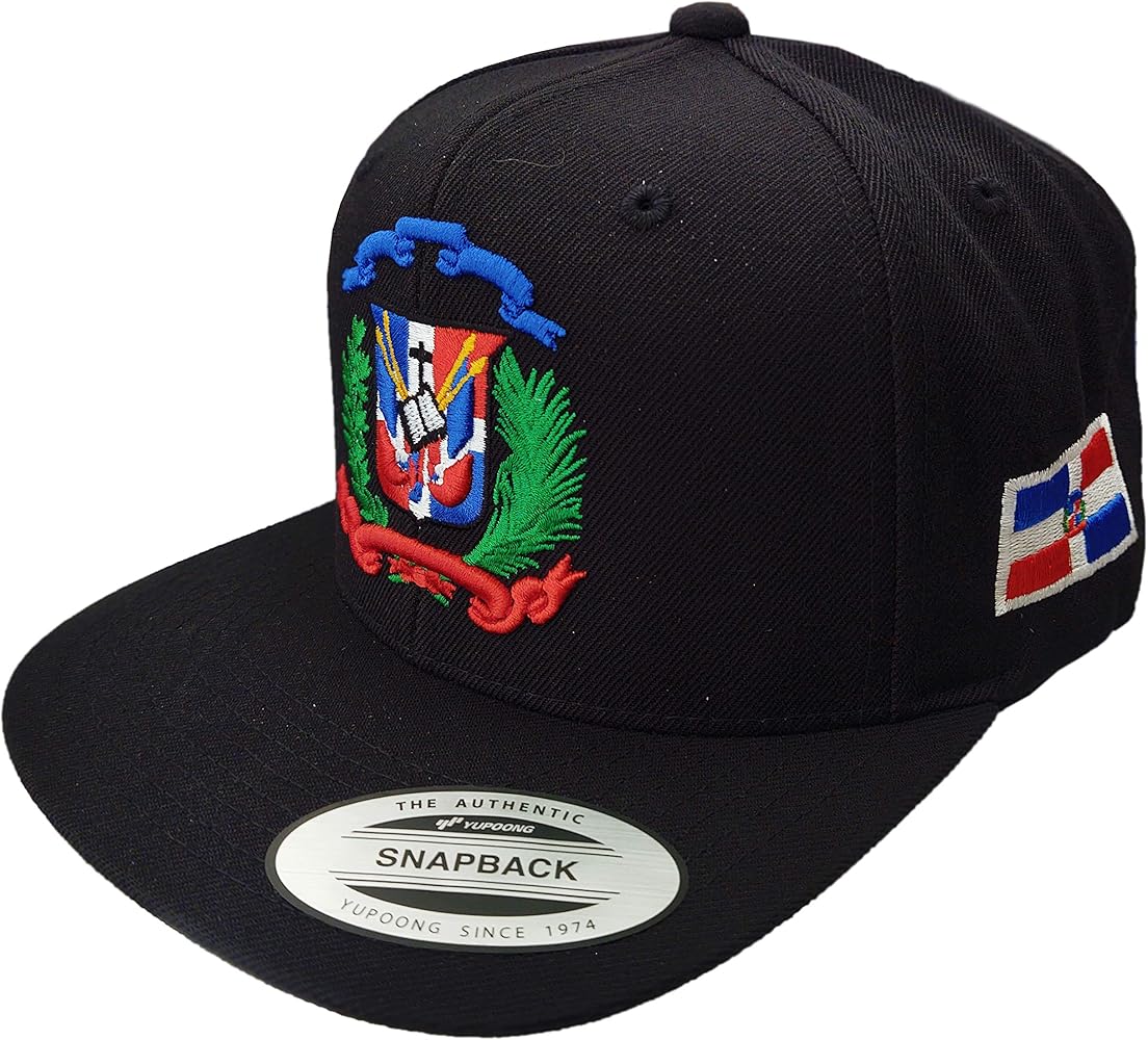 Dominican Republic Embroidered Shield and Flag Snap BackCap