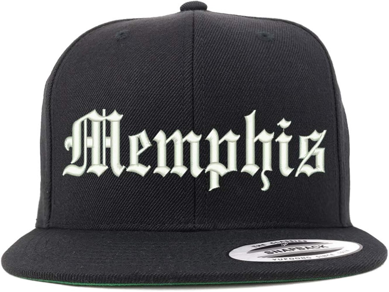 Trendy Apparel Shop Old English Font Memphis City Embroidered Flat Bill Cap