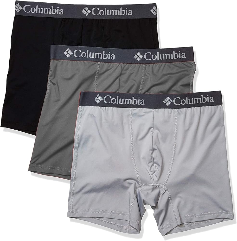 Columbia Men's Overall Mesh Boxer Brief 3 Pair, Columbia Grey/City Grey/Black, Small