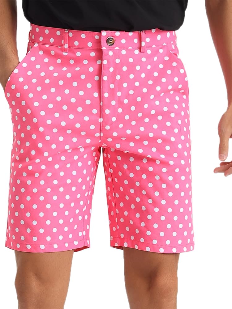 Lars Amadeus Polka Dots Shorts for Men's Polka Dots Summer above Knee Pattern Shorts