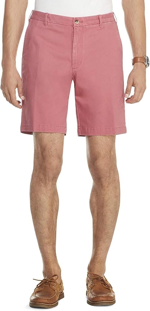 IZOD Mens Saltwater Flat Front Stretch Chino Shorts (Saltwater Red, 38W)