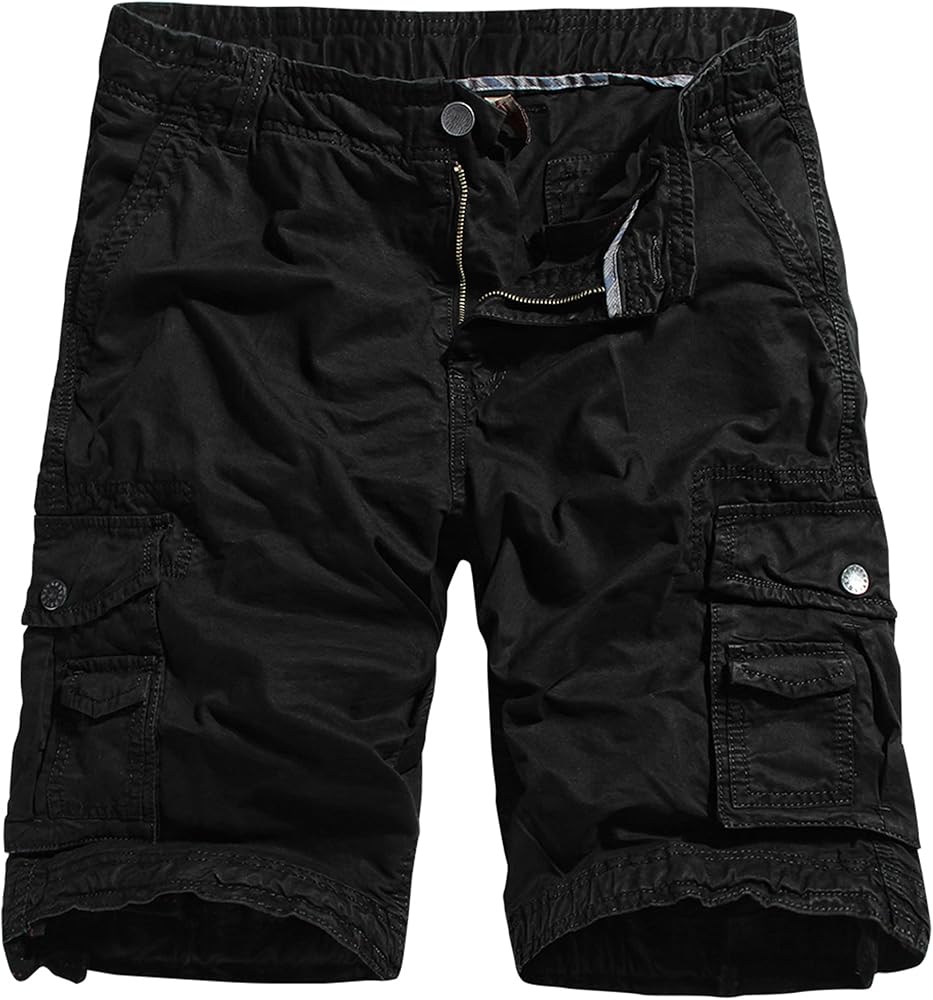 Pursky Men's Lightweight Cotton Twill Cargo Shorts Casual Ripstop Tactical Shorts Military Short Pants