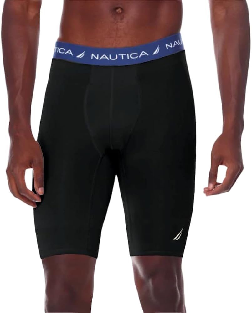 Nautica Mens 9" Base Layer Short, Under Layer Thigh Chafing Prevention, Breathable Performance Compression Shorts for Men