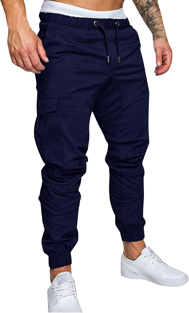 Drawstring Pant Fashion Men's Sport Pure Color Bandage Casual Loose Sweatpants