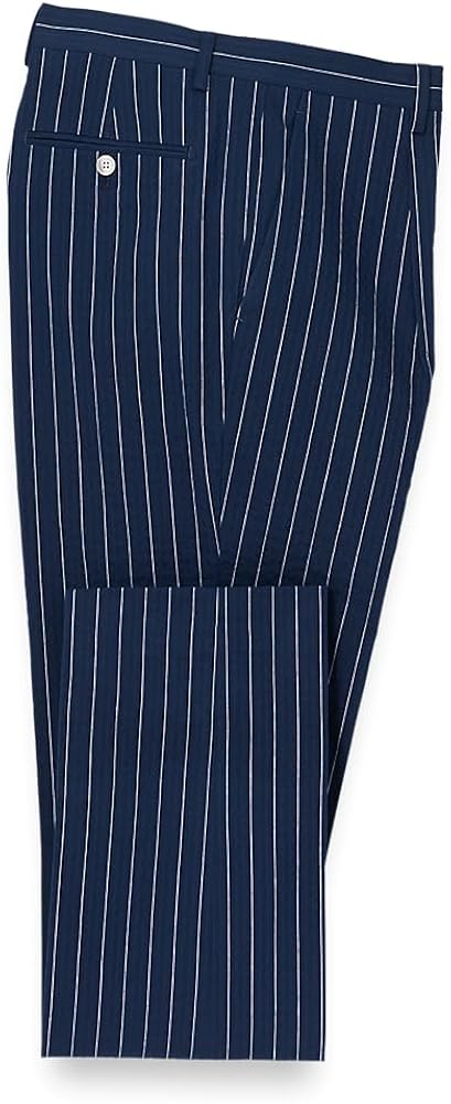 Paul Fredrick Men's Cotton Stretch Seersucker Pinstripe Single Pleat Suit Pants