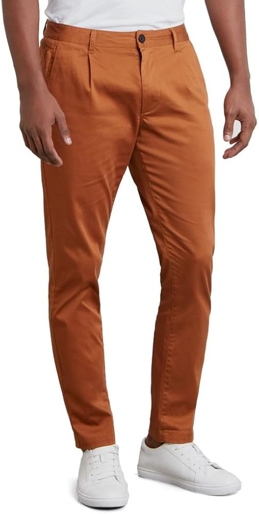 Kenneth Cole Mens Madison Casual Chino Pants, Brown, 30W x 30L