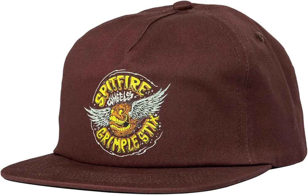 Spitfire x Grimple Stix Skateboard Snapback Hat Flying Grimple Maroon