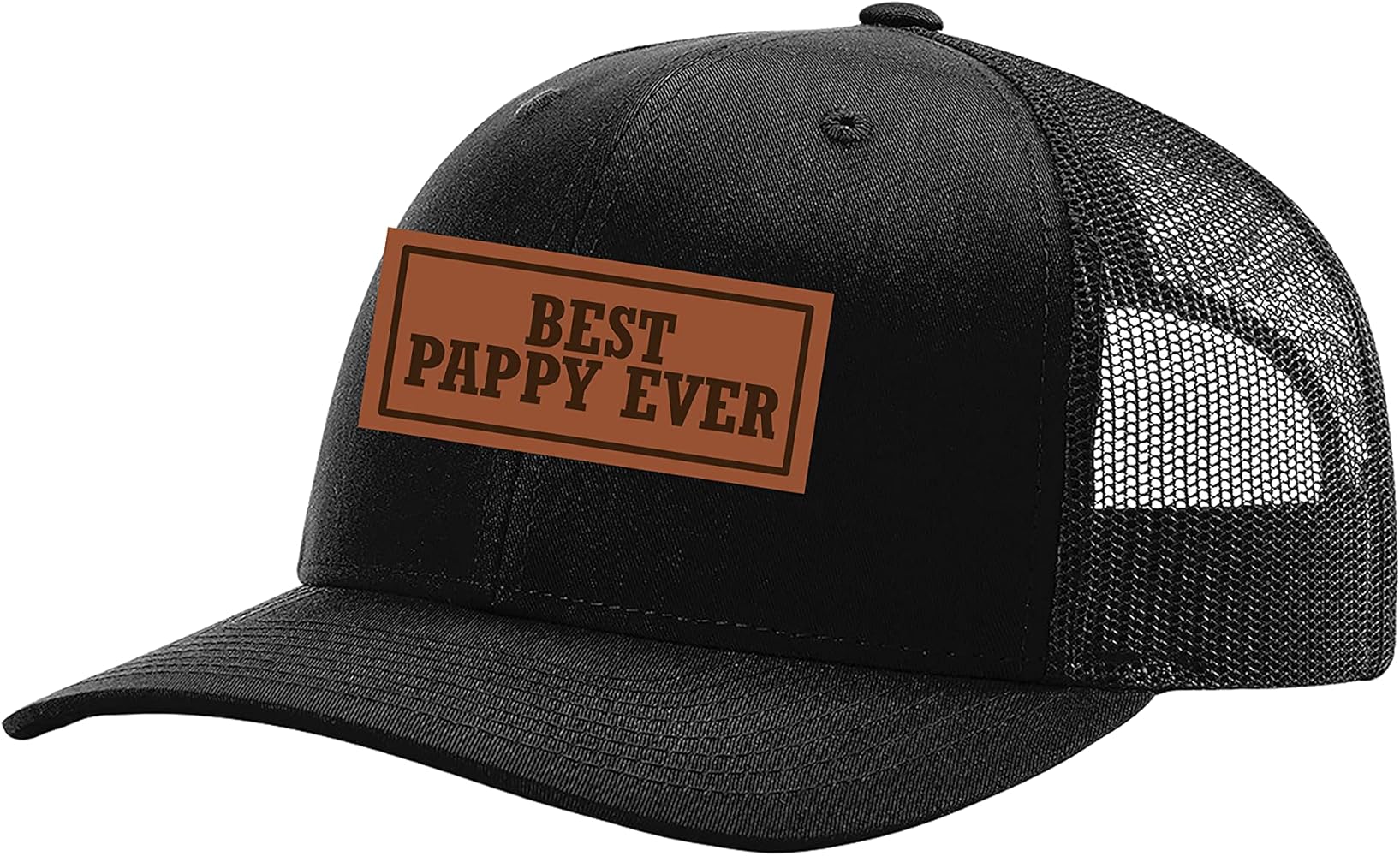 Men's Best Dad Ever Father's Day Laser Engraved Leather Patch Trucker Hat