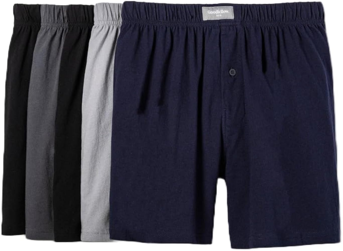 Goodfellow & Co Men's Knit Boxers 5pk (X-Large, Black/Gray/Navy)