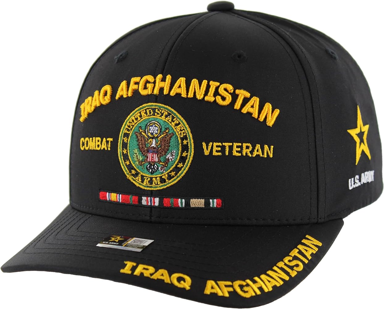 Iraq Afghanistan Veteran Hat for Men Officially Licensed US Army Combat Vet Embroidered Black Adjustable Cap