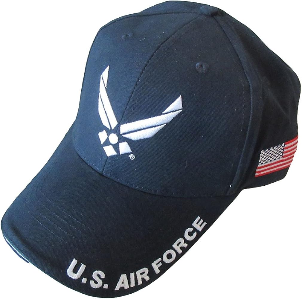 U.S. Air Force with U.S. Flag Baseball Cap. Navy Blue