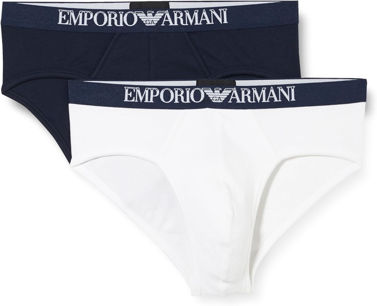 Emporio Armani Men's Ribbed Stretch Cotton 2-Pack Brief