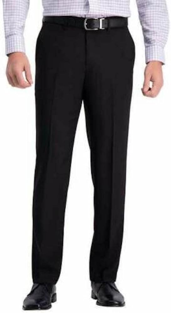 Haggar Men's Comfort Performance Stretch Straight Fit Pant with Super Flex Waistband (40W x 32L, Black)