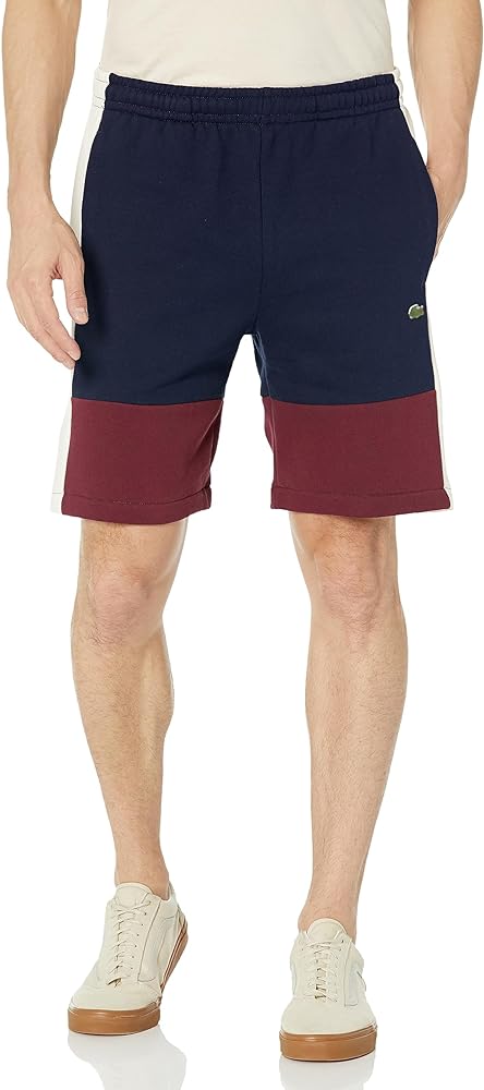 Lacoste Mens Regular Fit Brushed Fleece Colorblock Shorts