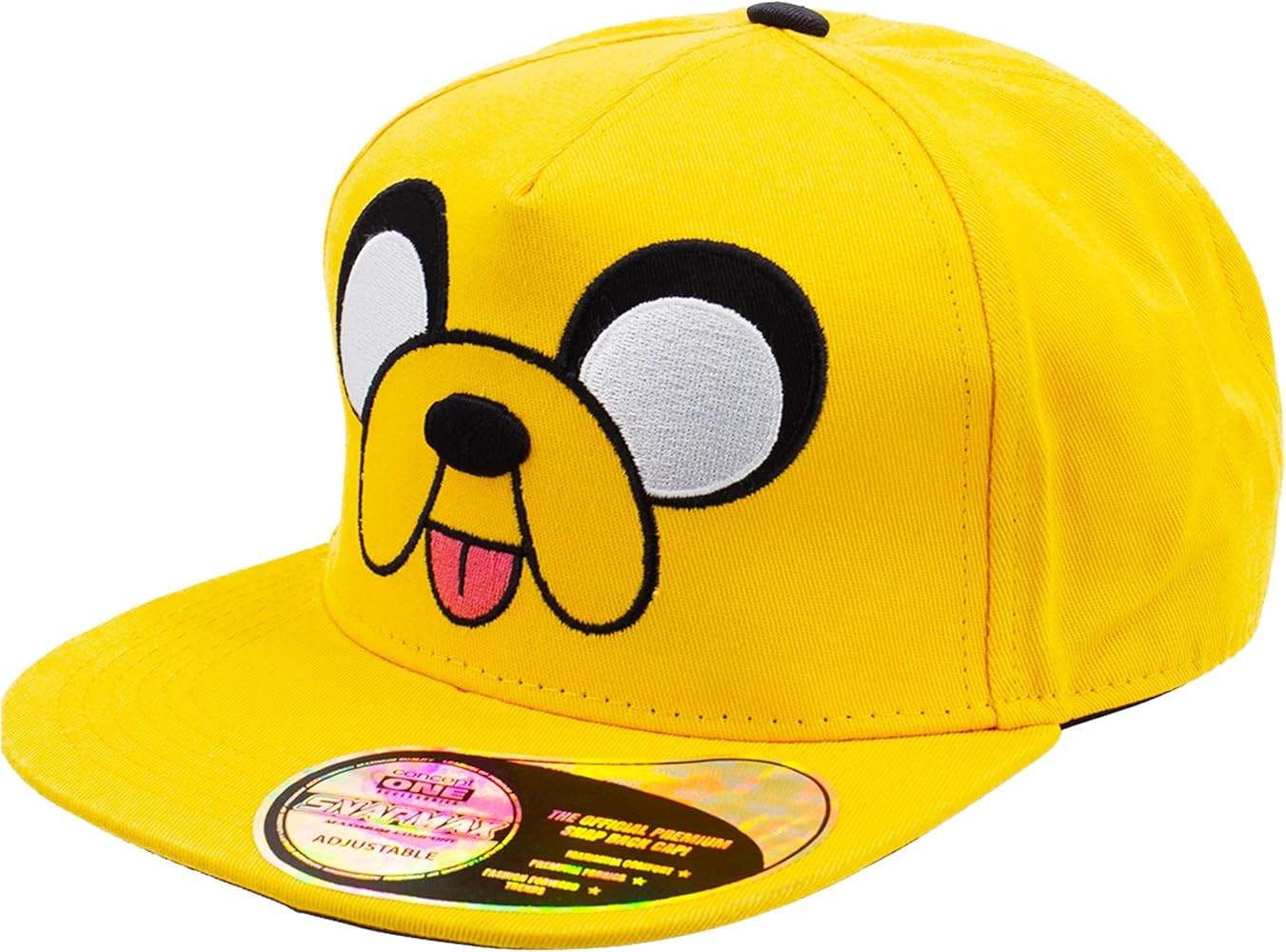 Adventure Time Baseball Cap, Jake The Dog Men's Adjustable Snapback Hat with Flat Brim, Yellow, One Size