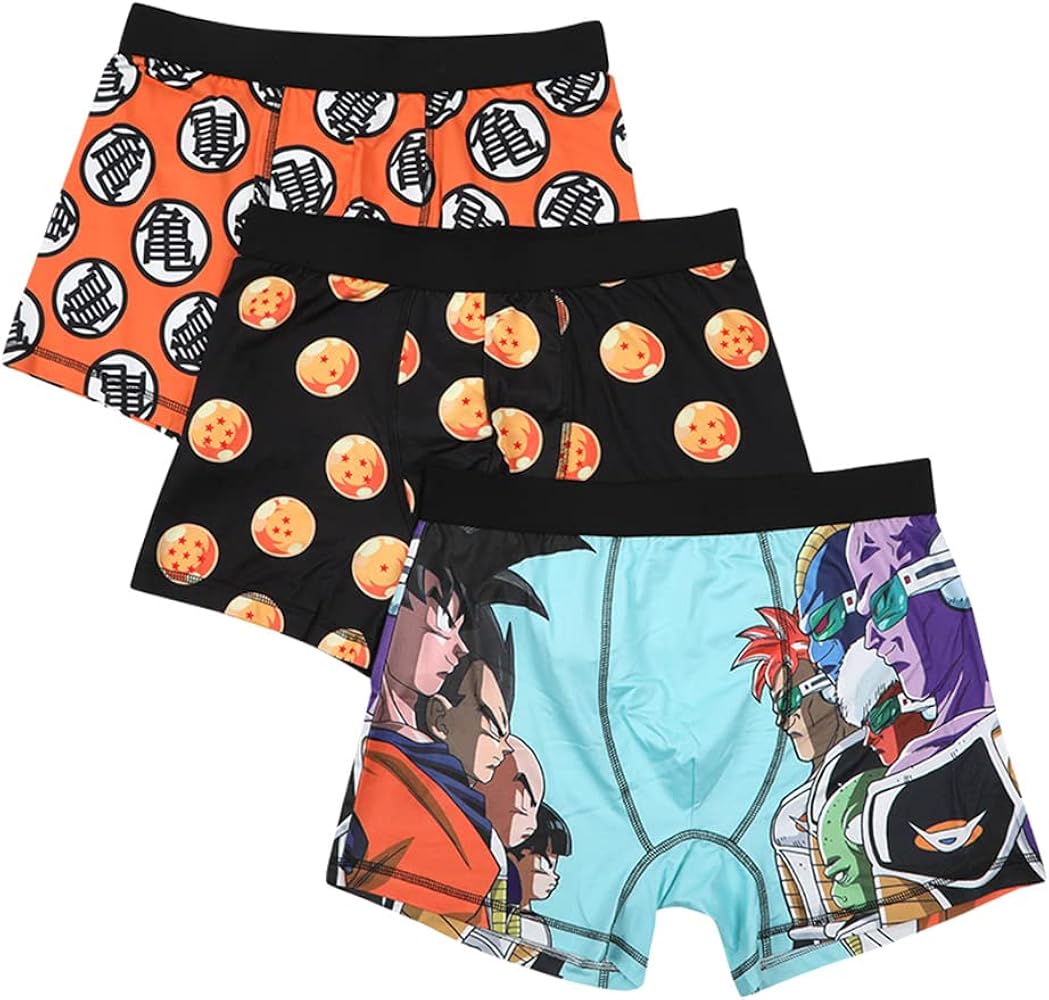 Bioworld Dragon Ball Z Anime Cartoon Mens 3pk Boxer Briefs Set