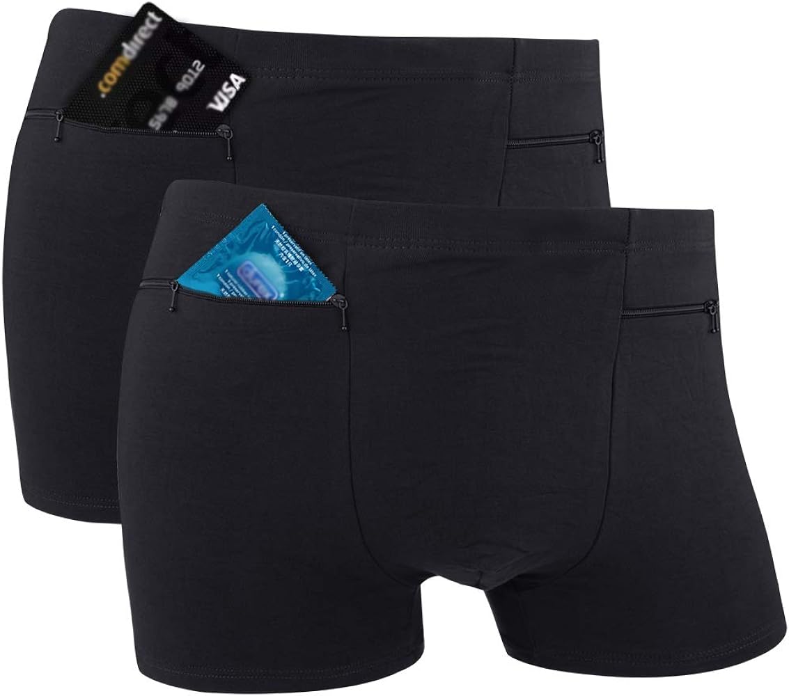 Men's Pocket Underwear with 2 Secret Pocket, 2 Packs(Black)