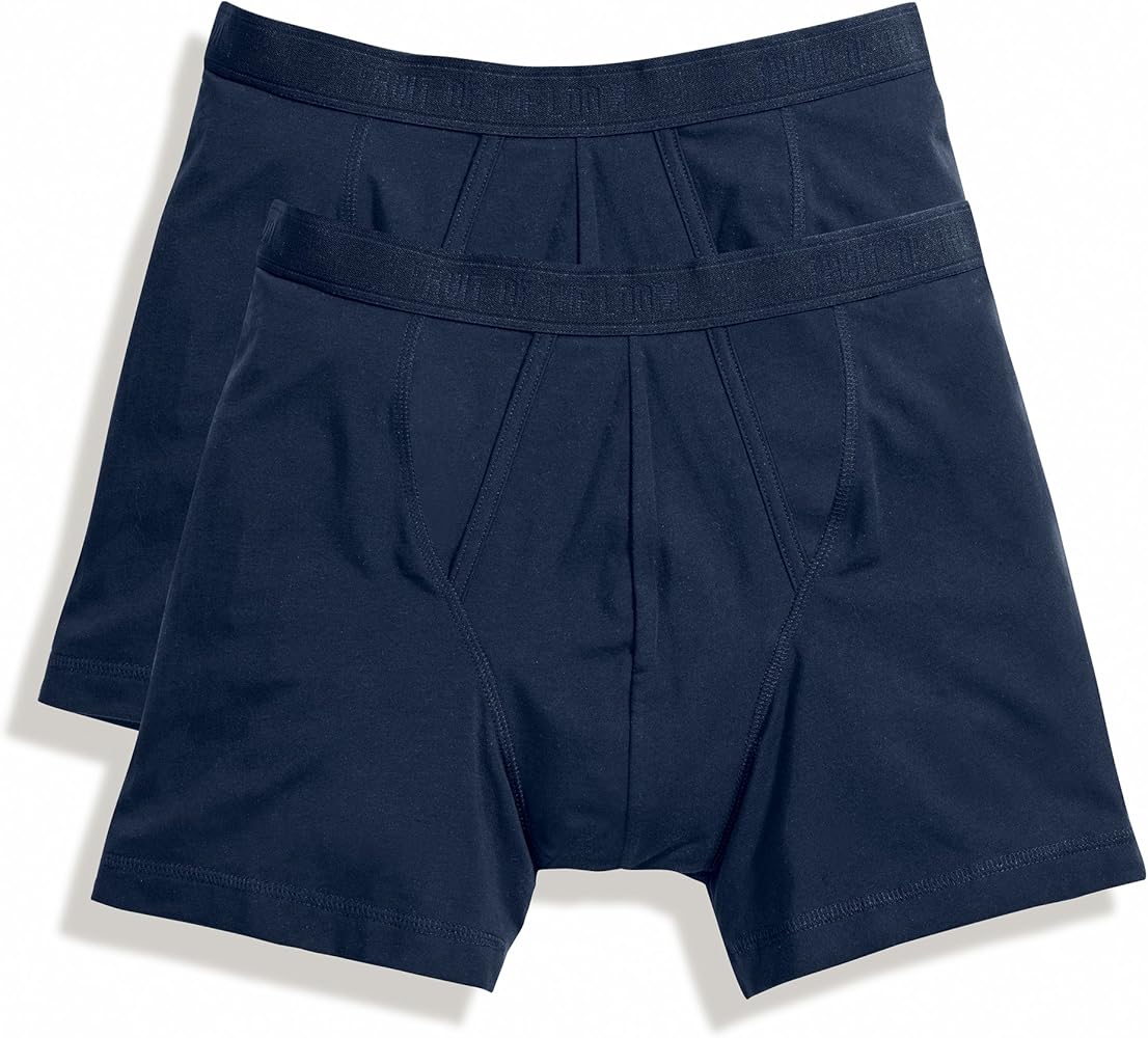 Fruit of the Loom Mens Classic Boxer Shorts (Pack of 2) (M) (Underwear Navy)