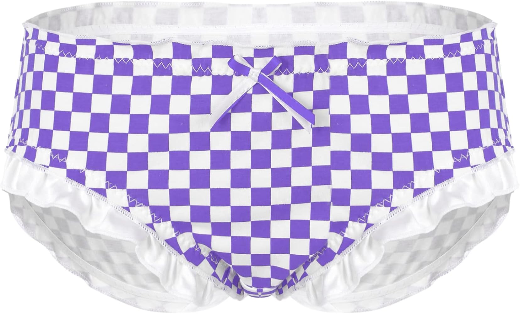 iiniim Men's Ruffled Checkerboard Bikini Briefs Frilly Sissy Panties Gay Crossdressing Lingerie Underwear