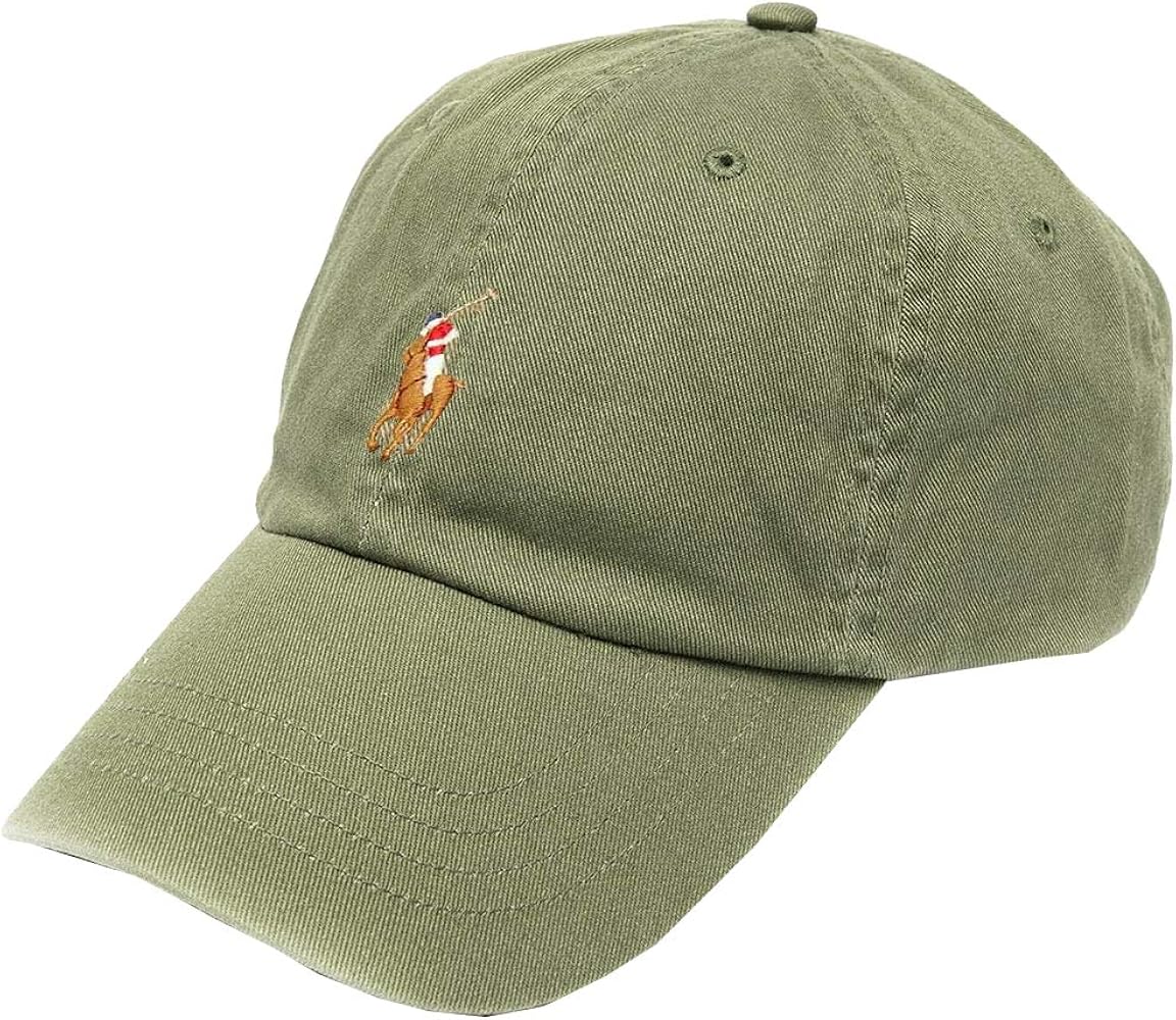 Polo Ralph Lauren Men's Pony Logo Chino Cap, Green Olive (One Size)