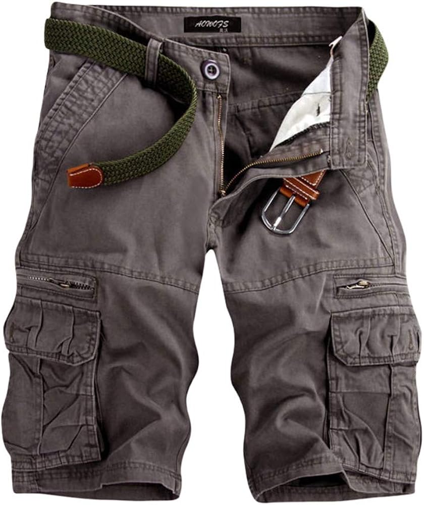 Mens Elastic Waist Cargo Shorts Zipper Pocket Relaxed Fit Stretch Sweatpants Lightweight Shorts for Men