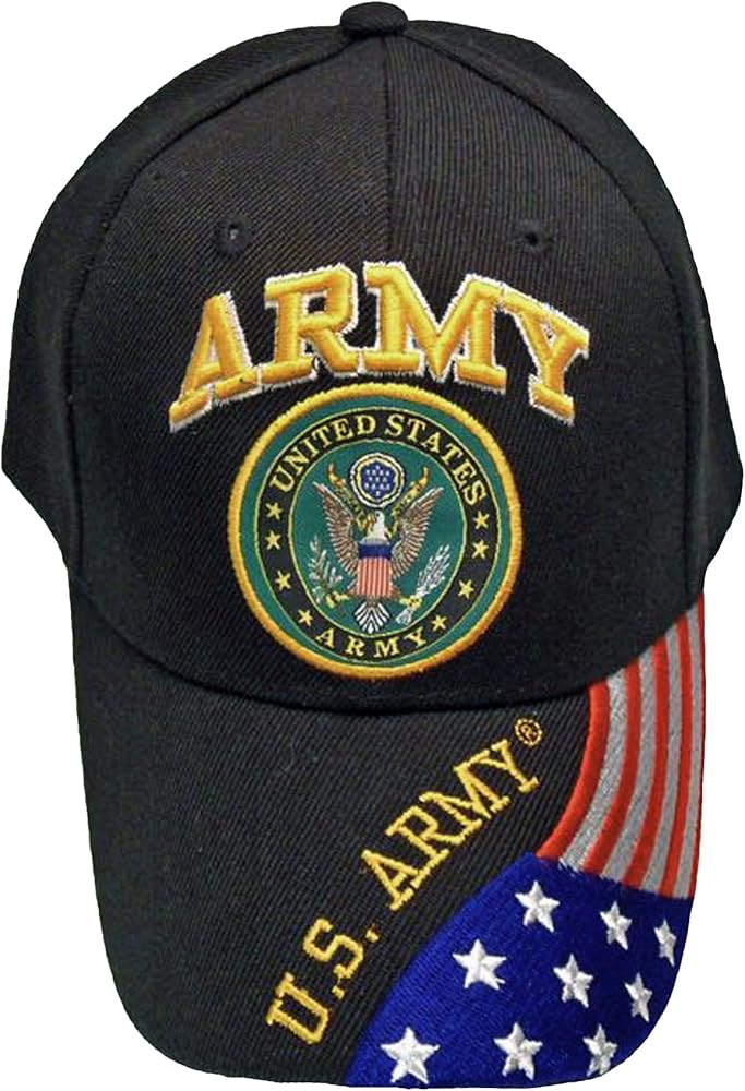 UNITED STATES ARMY BASEBALL STYLE EMBROIDERED HAT flag us usa black cap