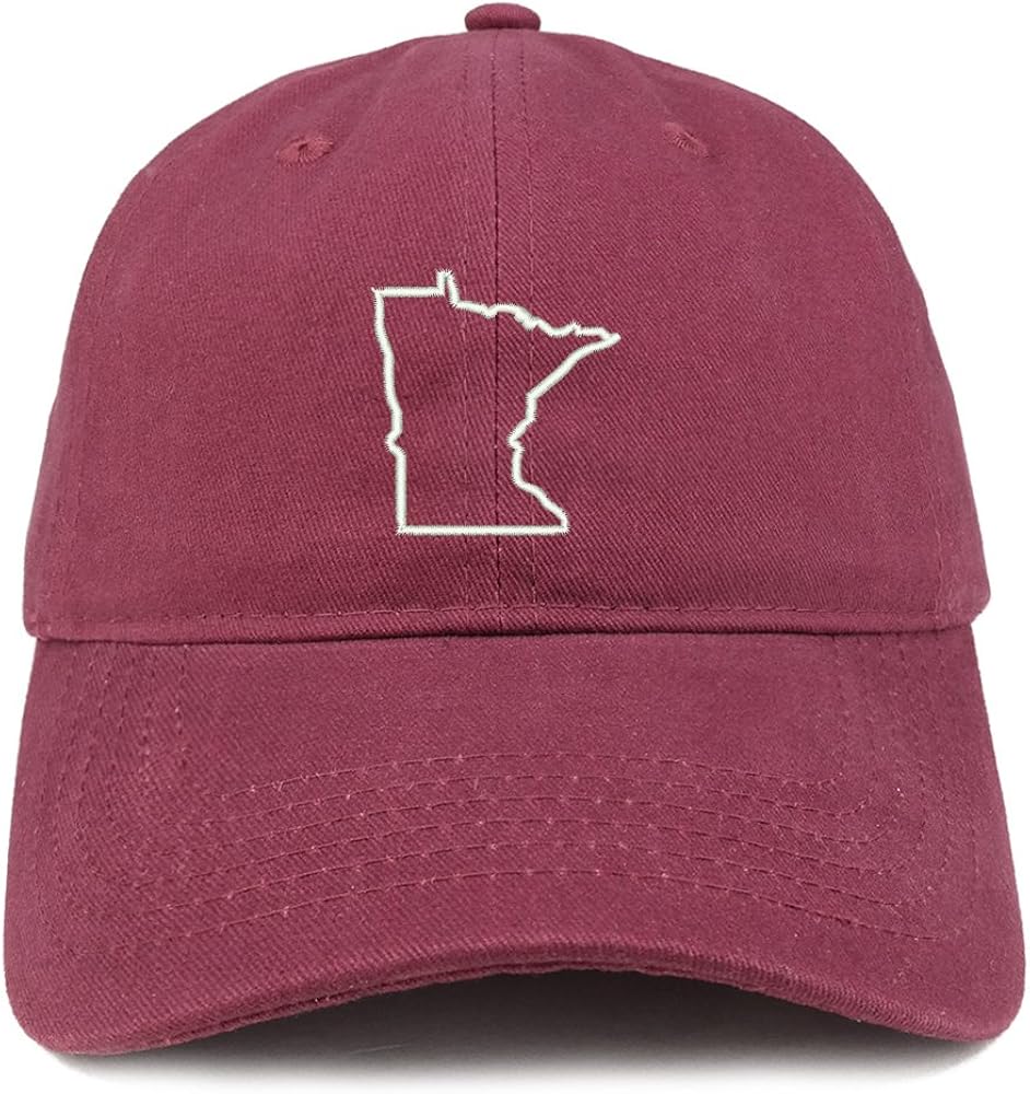 Trendy Apparel Shop Minnesota State Outline Embroidered Soft Cotton Dad Hat