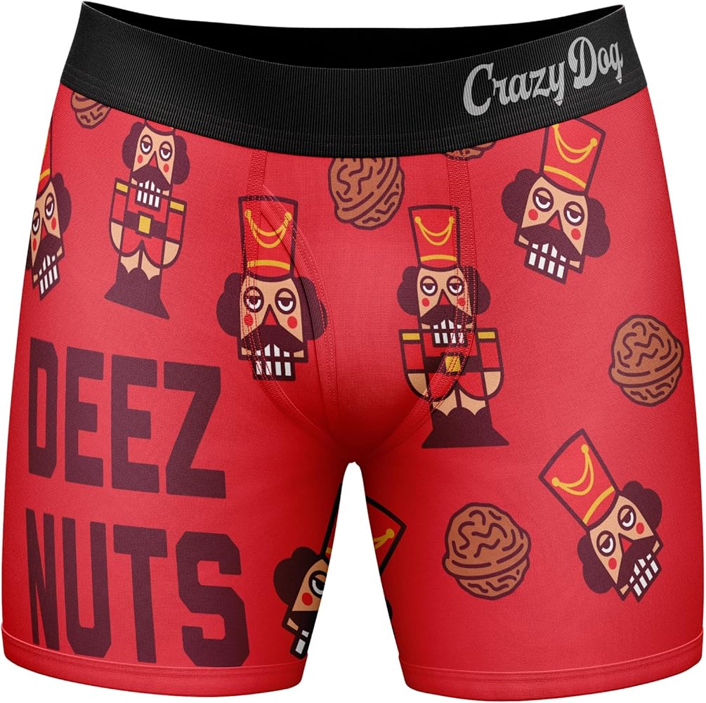 Crazy Dog T-Shirts Deez Nuts Mens Boxers Funny Christmas Nutcracker Hilarious Graphic Underwear