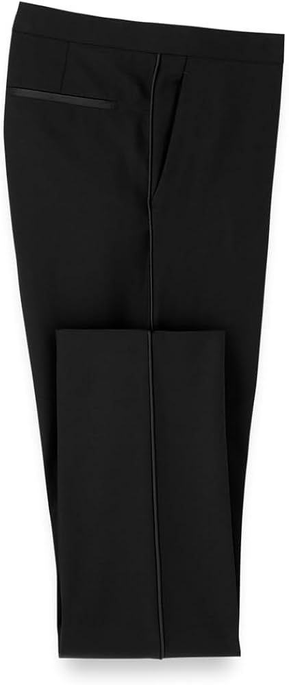 Paul Fredrick Men's Wool Stretch Flat Front Tuxedo Pants