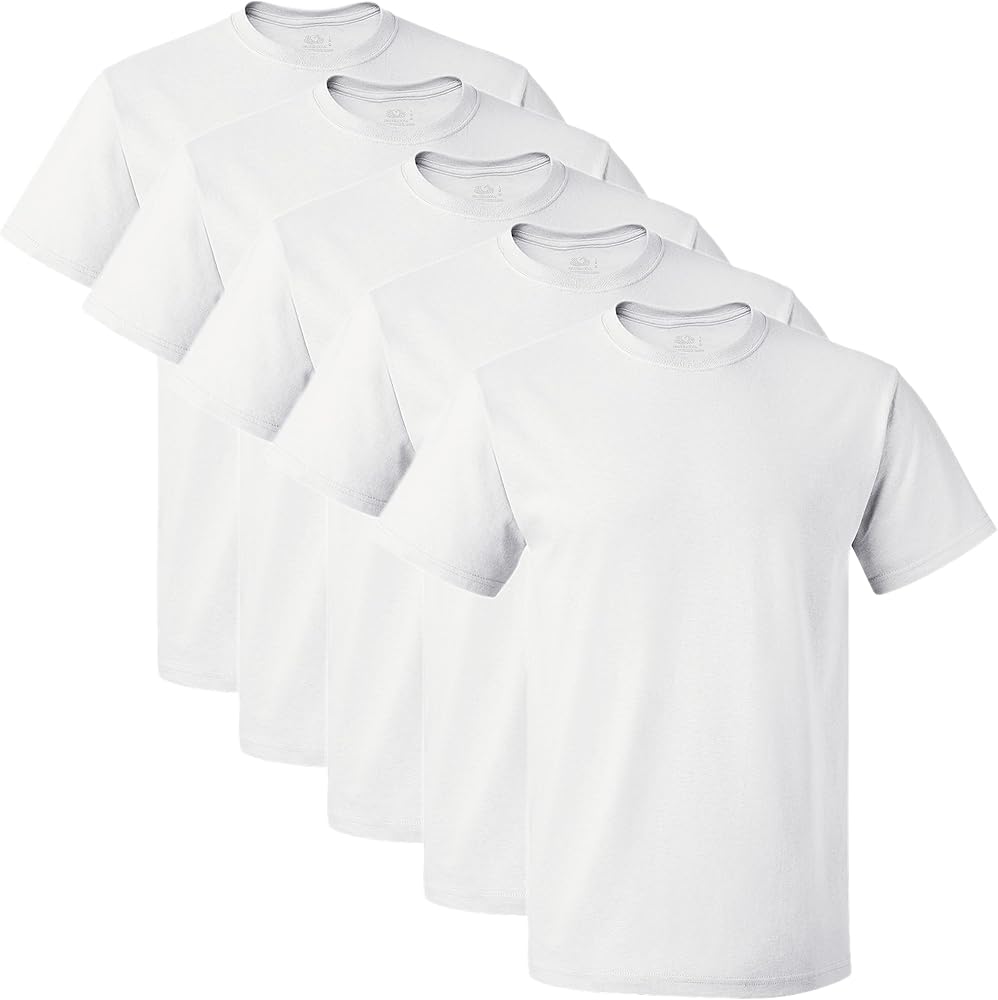 Fruit of the Loom Men's 5-Pack Crew Neck T-Shirt, White, XX-Large