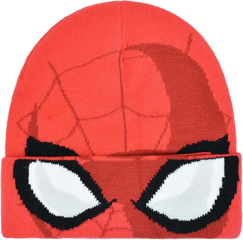 Concept One Marvel Spider-Man Miles Morales Roll Down Cuff Beanie Hat, Knitted Winter Skull Cap