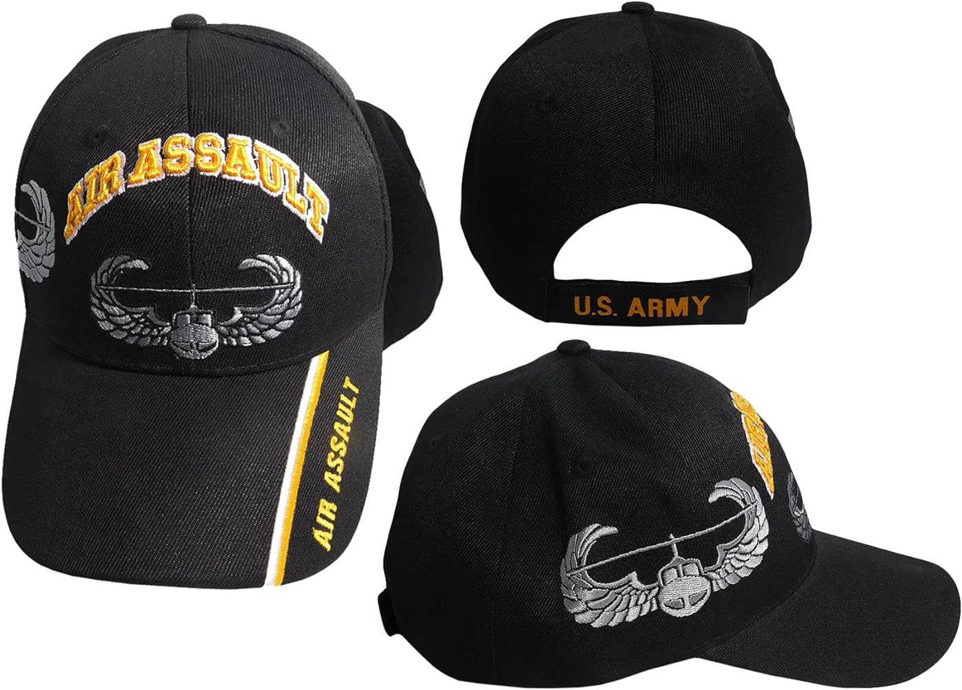 Trade Winds US Army Air Assault Shadow Black Acrylic Adjustable Embroidered Cap Hat, 7 3/4