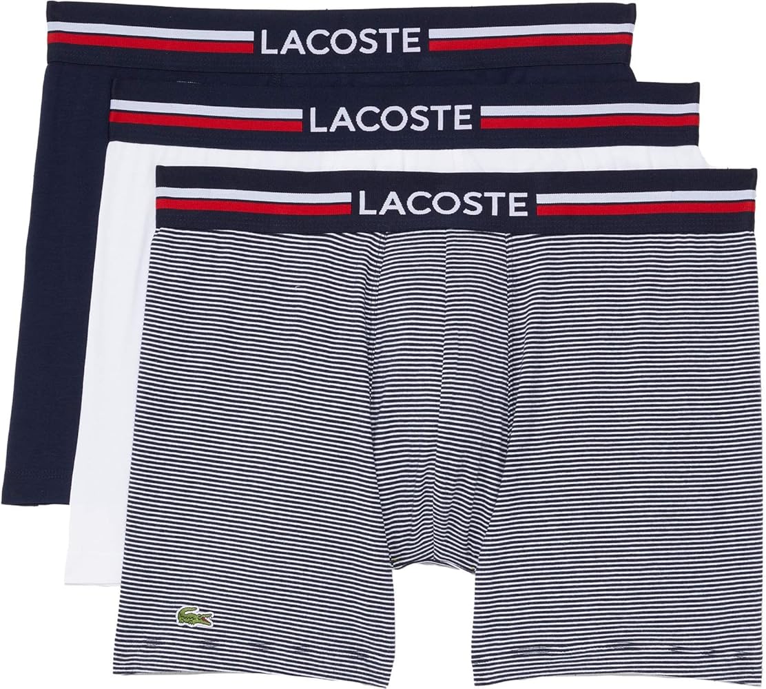 Lacoste Men's Long Stretch Cotton Jersey Boxer Brief 3-Pack