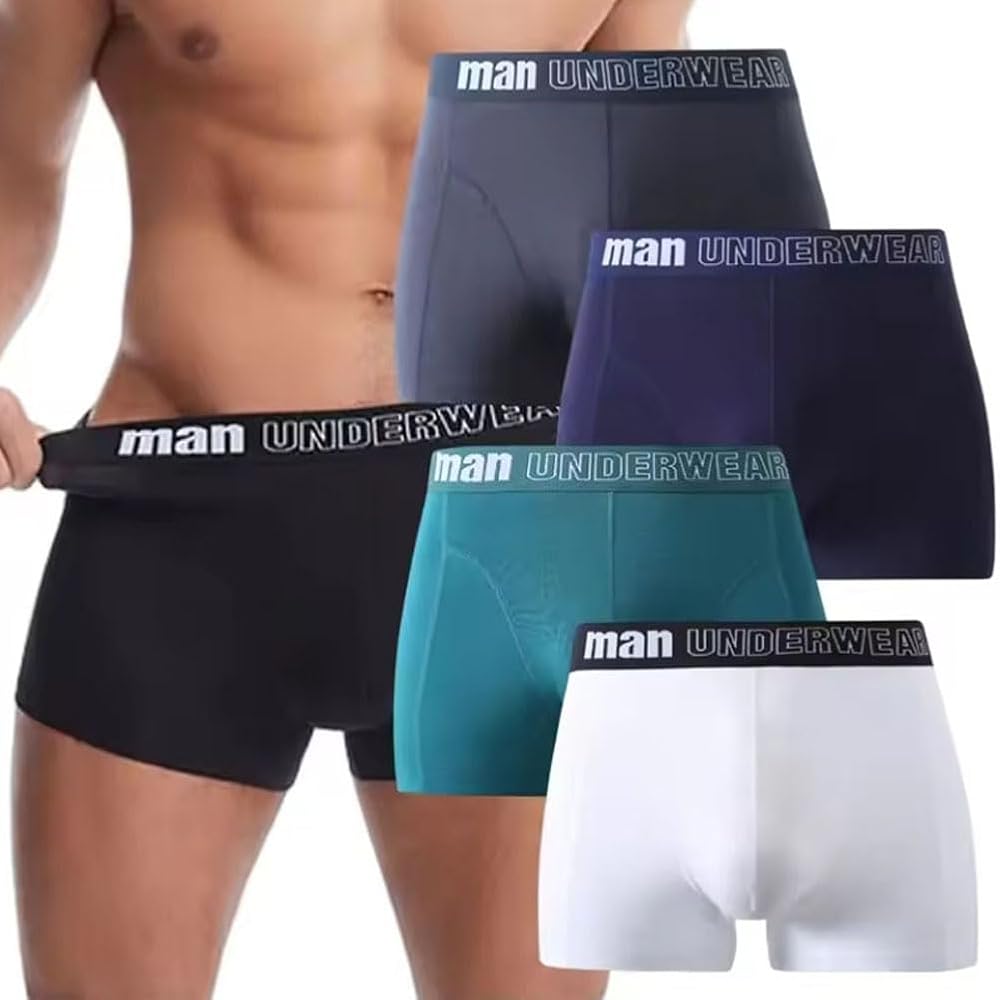 Bamboo Underwear Men Breathable Soft Comfortable Elastic Waistband Boxer Briefs Short Leg Trunks for Men Multipack