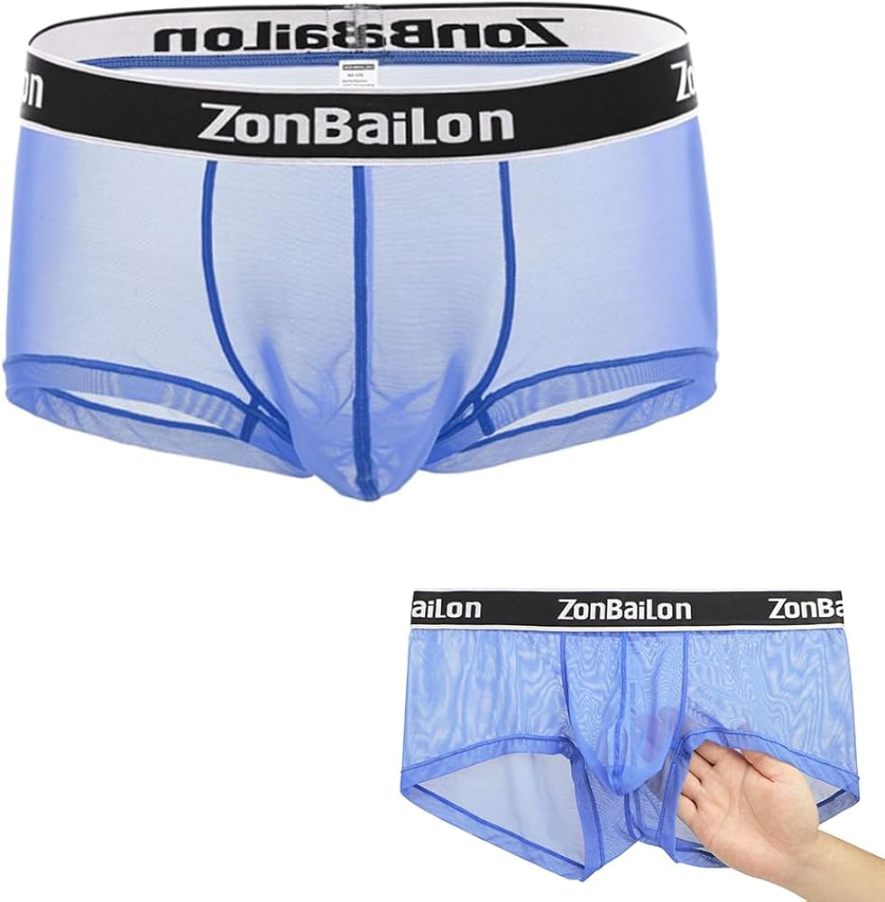 Men's See Through Boxers Breathable Mesh Boxer Briefs Ball Pouch Bulge Enhancing Boxer Briefs