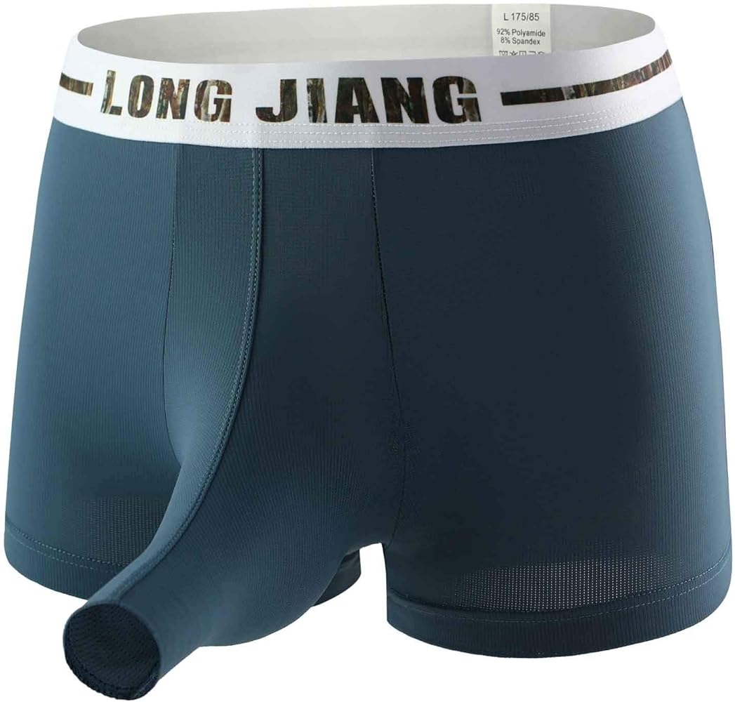 Mens Sexy Elephant Nose Pouch Brief Leg Boxer Underwear Wide Waist Breathable U-Shaped Stretch Underwear Panty Trunks