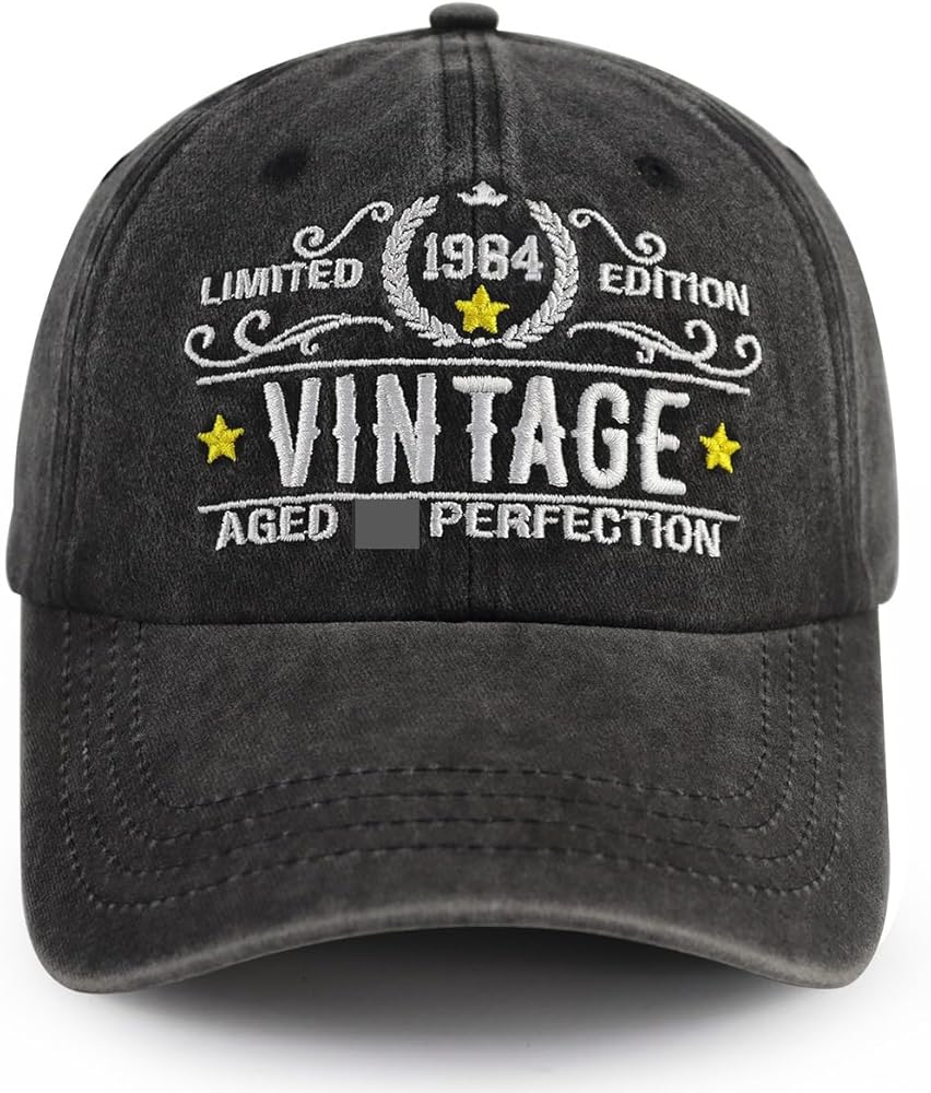 Vintage 1984 Limited Edition Hat for Men Women, Adjustable Washed Cotton Embroidered 40th Birthday Baseball Cap